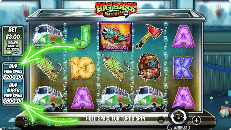 Purchasing free spins in the Big Bass Bonanza Halloween 3