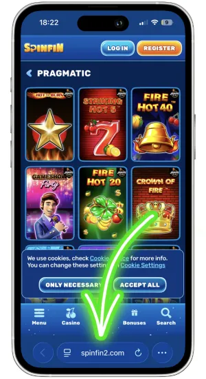 Casino homepage with Pragmatic Play games