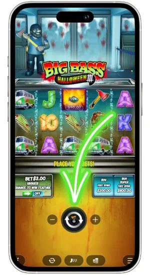 Selecting bet amount before spinning the reels in Big Bass Halloween III